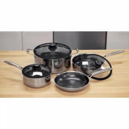 Black Cube 7-Piece Stainless Steel Nonstick Hybrid Cookware Set thumbnail 4