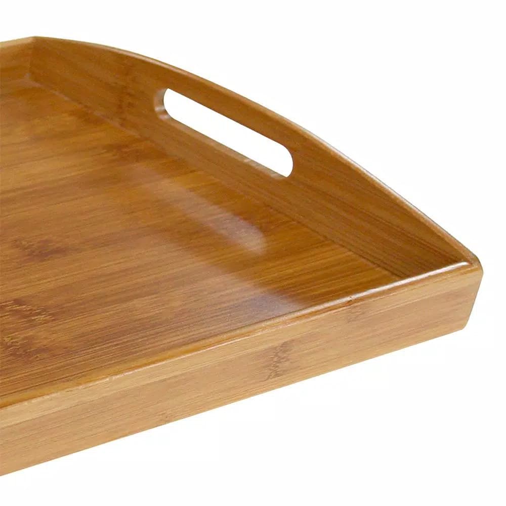 Home Basics Natural Bamboo Serving Tray, 16.87 x 11.62 in, Tan