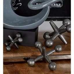 LITTON LANE Modern Reflections Metal Jack Stone Sculptures, Set of 3, Metallic Gray thumbnail 5