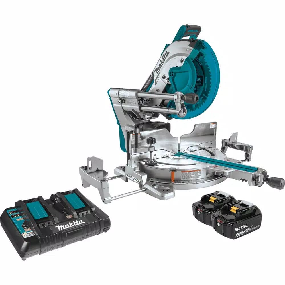 Makita 12 in. Brushless Dual-Bevel Sliding Compound Miter Saw Kit X2 LXT (36V) with 2 5.0 Ah Batteries