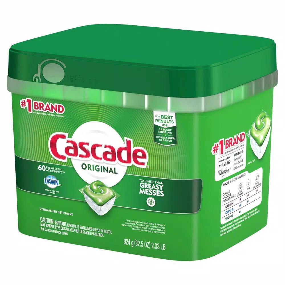 Cascade ActionPacs Dishwasher Detergent with Dawn, Fresh Scent (60-Count)