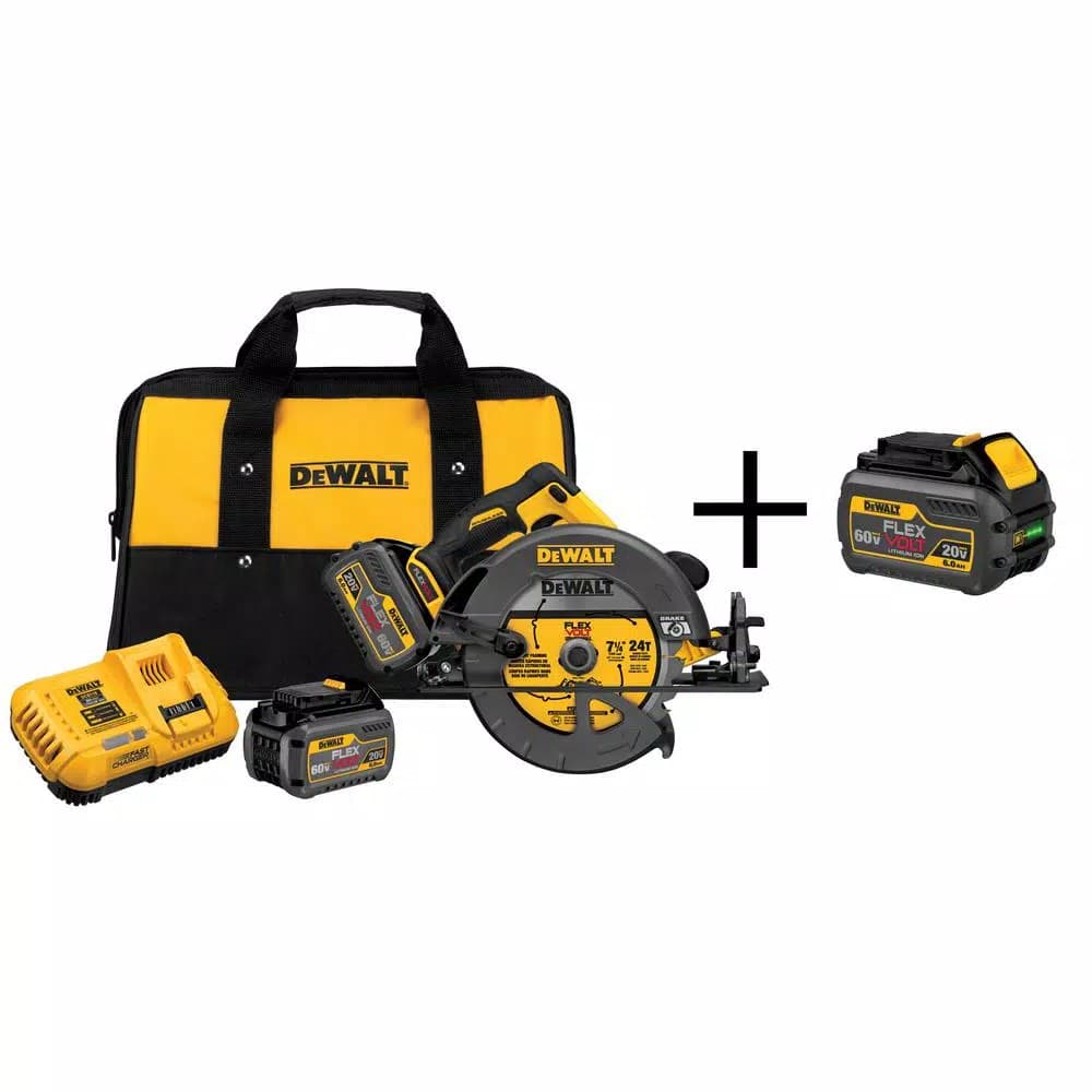 DEWALT FLEXVOLT 60V MAX Brushless 7-1/4 in. Circular Saw Kit with (3) 6.0Ah Batteries and Charger