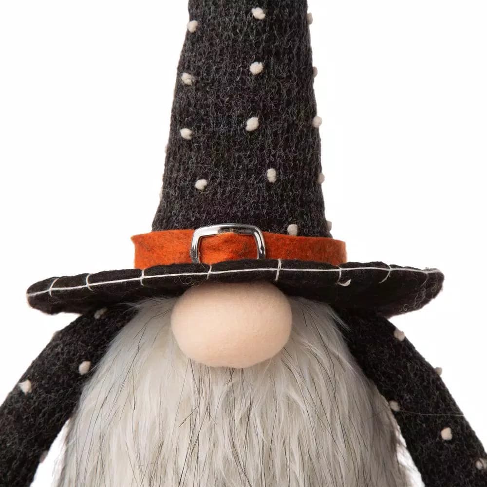 Glitzhome 20 in. Halloween Fabric Gnome Sitter Decor with Posable Hat and Faux Fur Beard