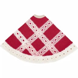VHC Brands 21 in. Red Margot Farmhouse Christmas Tree Skirt with Diamond Cut Lace thumbnail 3