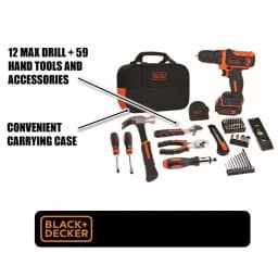 BLACK+DECKER 12V MAX Lithium-Ion Cordless Drill/Driver 57-Piece Project Kit with 1.5Ah Battery, Charger & Tool Bag thumbnail 2