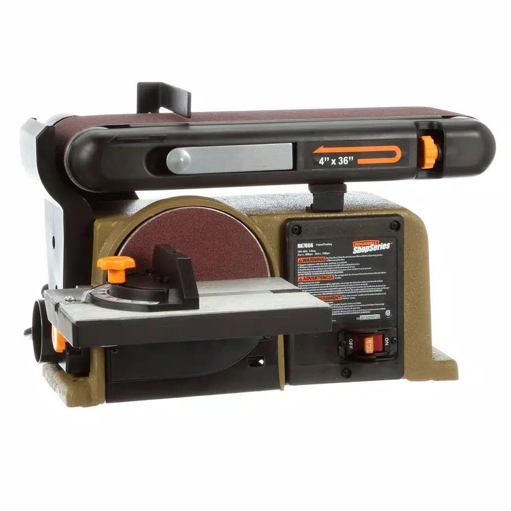 Shop Series Rockwell 4.3 Amp 2-in-1 Belt and Disc Sander, 4 in. x 36 in. Belt, 6 in. Disc