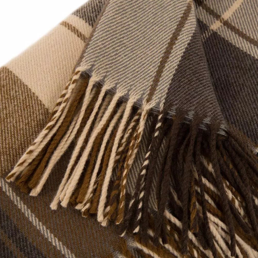 Glitzhome 50 in. x 60 in. Woven Plaid Throw Blanket with Decorative Fringe