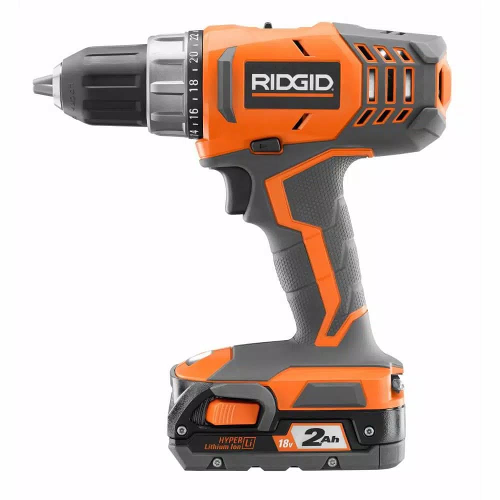 RIDGID 18V Cordless 1/2 in. Compact 2-Speed Drill/Driver Kit with 2 Ah Battery, Charger, and Tool Bag