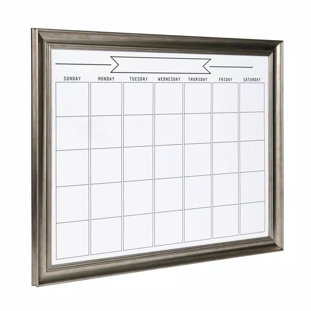 DesignOvation Macon Monthly Dry Erase Magnetic Wall Calendar Memo Board with Decorative Frame