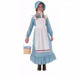 Unbranded Large Girls Pioneer Girl Historical Halloween Costume with Bonnet, Dress, and Apron thumbnail 1