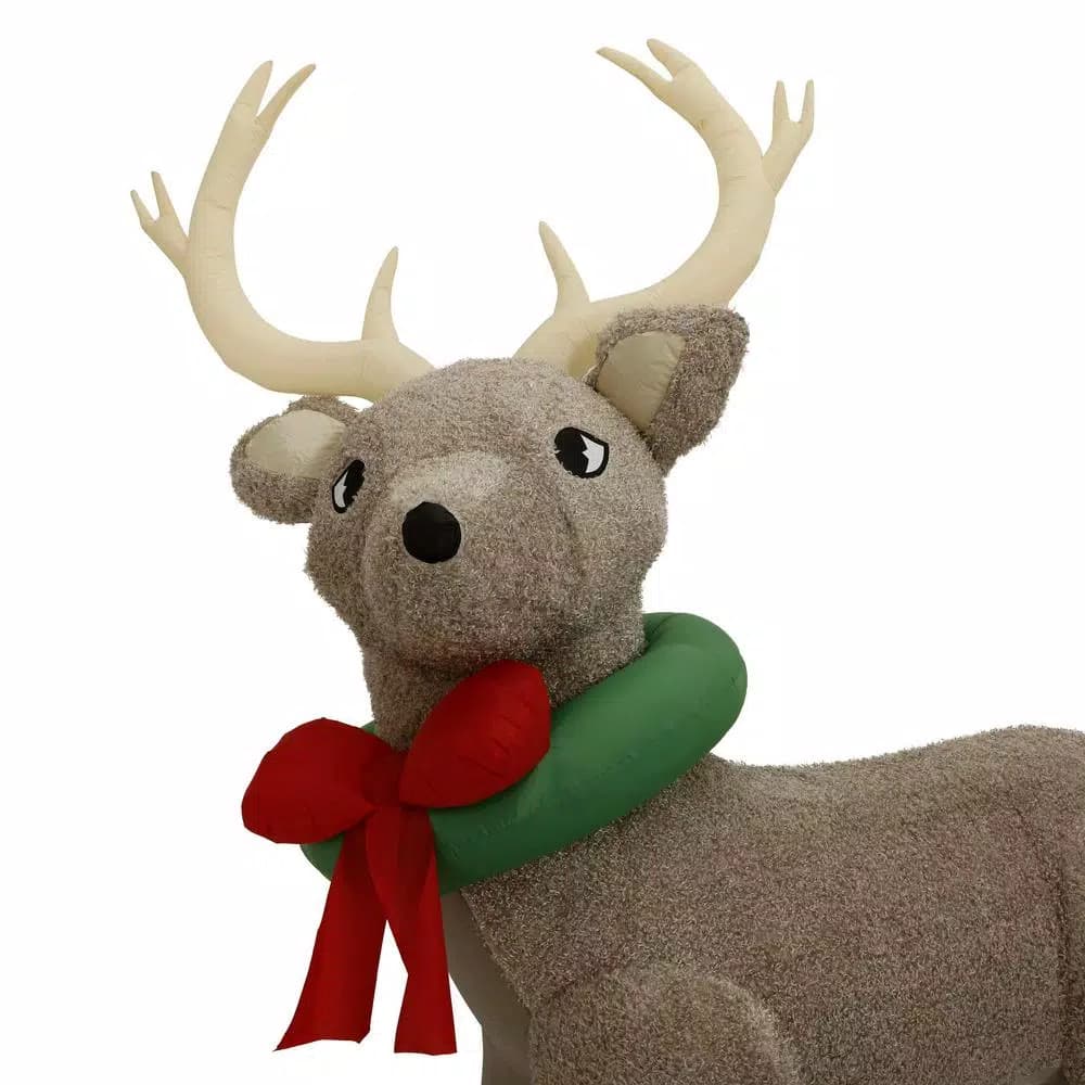 Home Accents Holiday 11 ft. Pre-Lit Giant Airblown Inflatable Fuzzy Reindeer with LED Lights