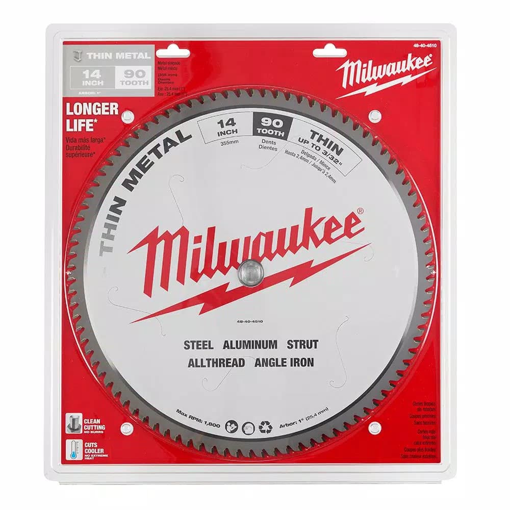 Milwaukee 14 in. 90T Carbide Teeth Thin Metal Cutting Circular Saw Blade