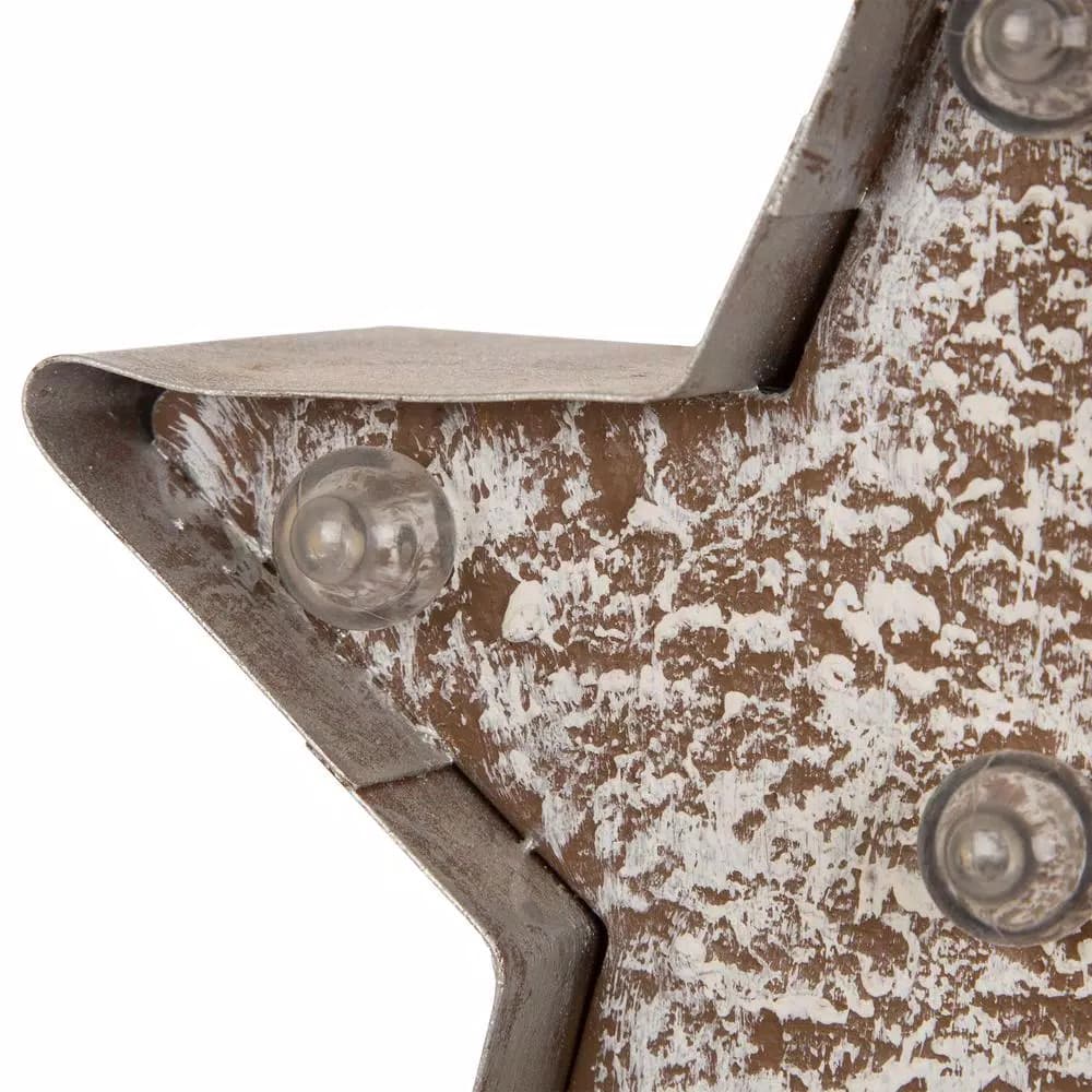 Glitzhome 7.5 in. Marquee LED Lighted Star Christmas Stocking Holder, Gold