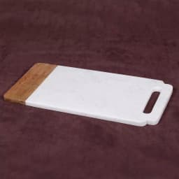 Creative Home Taj Elite Creamy White Marble and Mango Wood Serving Board, 18 x 9 in. thumbnail 1