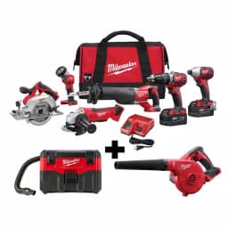 Milwaukee M18 18V Lithium-Ion Cordless 6-Tool Combo Kit with Wet/Dry Vacuum and Blower thumbnail 1