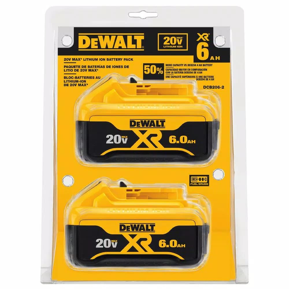 DEWALT 20V MAX XR Premium Lithium-Ion 6.0 Ah Battery Pack, 2-Pack
