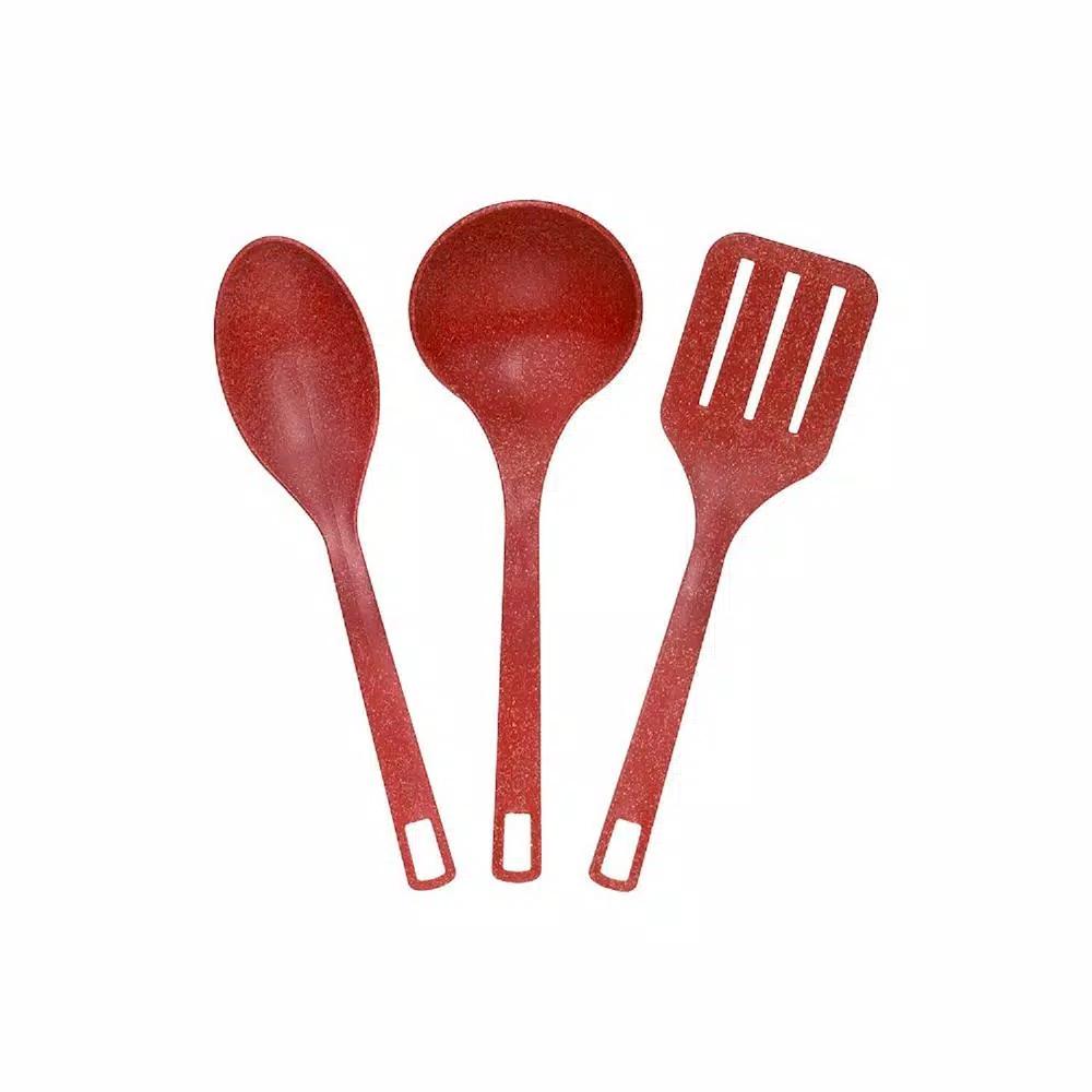 Unbranded EVO Sustainable Goods Red Wood-Plastic Composite Serving Utensil Set, 3-Pack