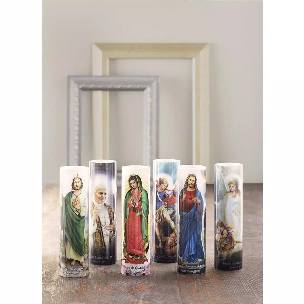 Stonebriar Collection 8 in. Virgin of Guadalupe LED Flameless Prayer Candle