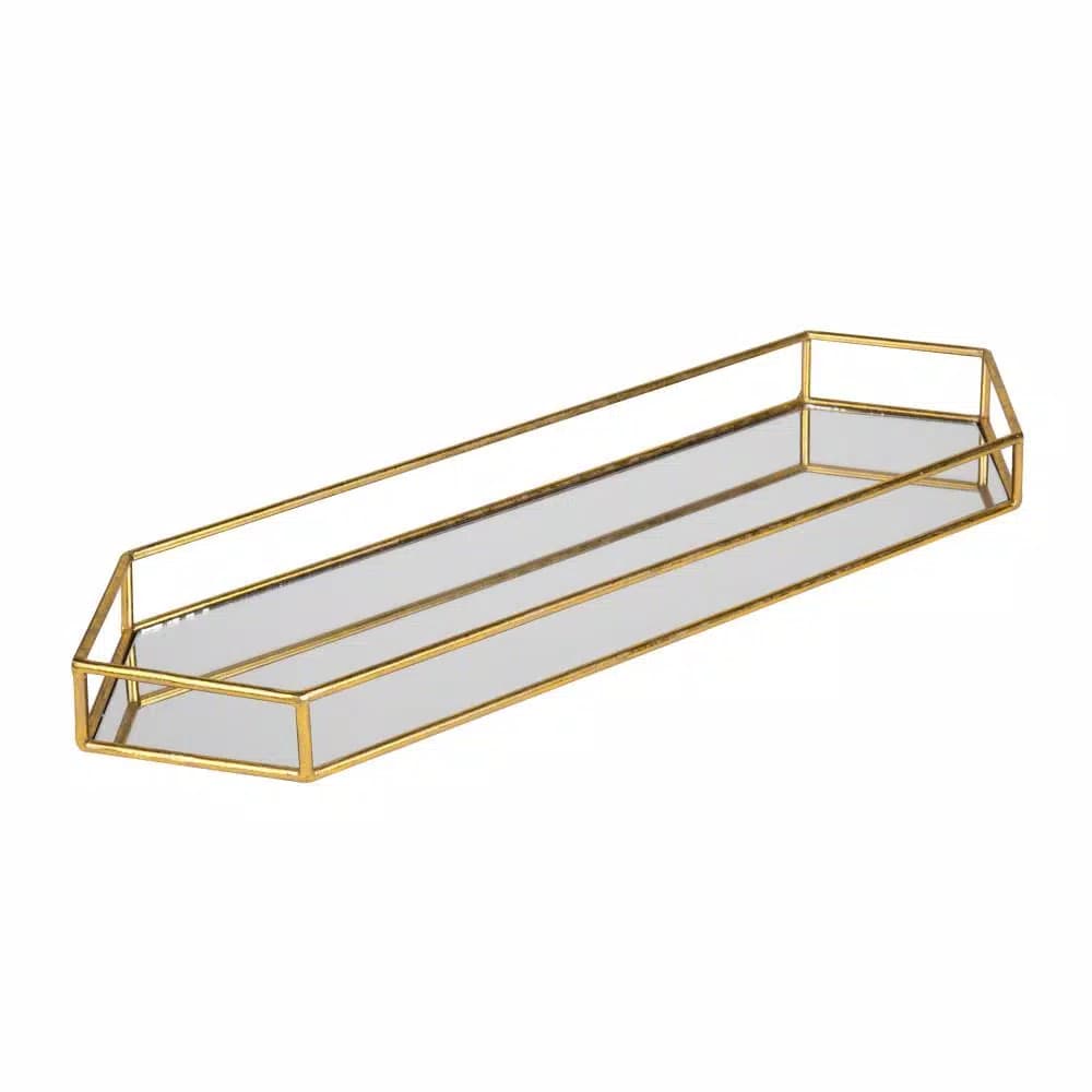 Kate and Laurel Felicia Gold Decorative Mirrored Metal Accent Tray