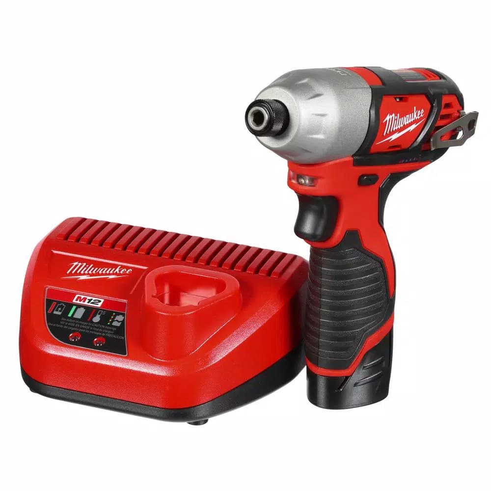 Milwaukee M12 12V Lithium-Ion Cordless 1/4 in. Hex Impact Driver Kit with (2) 1.5Ah Batteries, Charger & Case