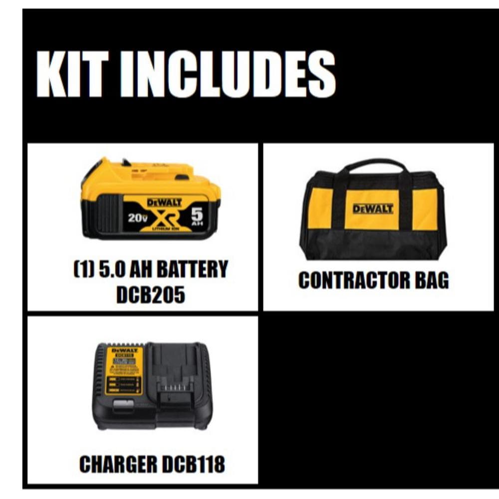 DEWALT 20V MAX XR 5.0Ah Lithium-Ion Battery, Charger, and Kit Bag Set