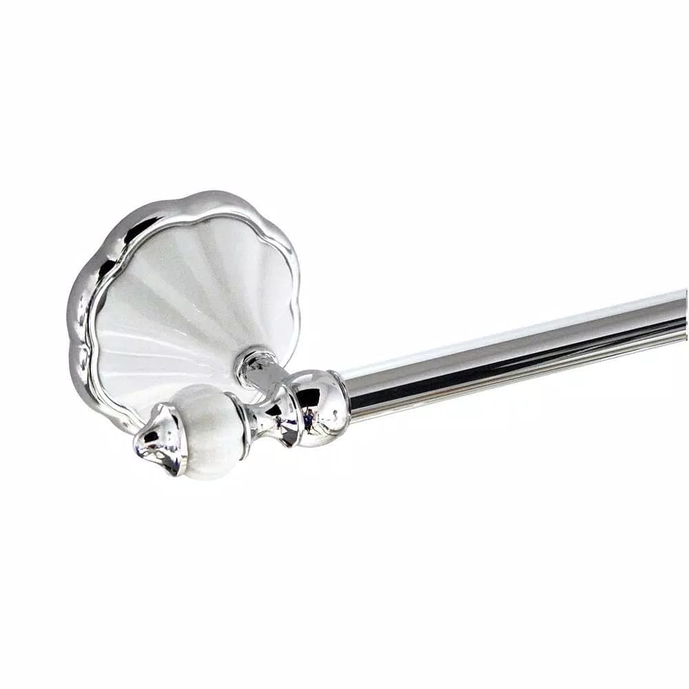 MODONA Flora 4-Piece Bathroom Accessories Set - White Porcelain & Polished Chrome