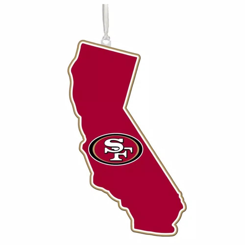 Team Sports America San Francisco 49ers NFL State Shaped Wood Christmas Ornament