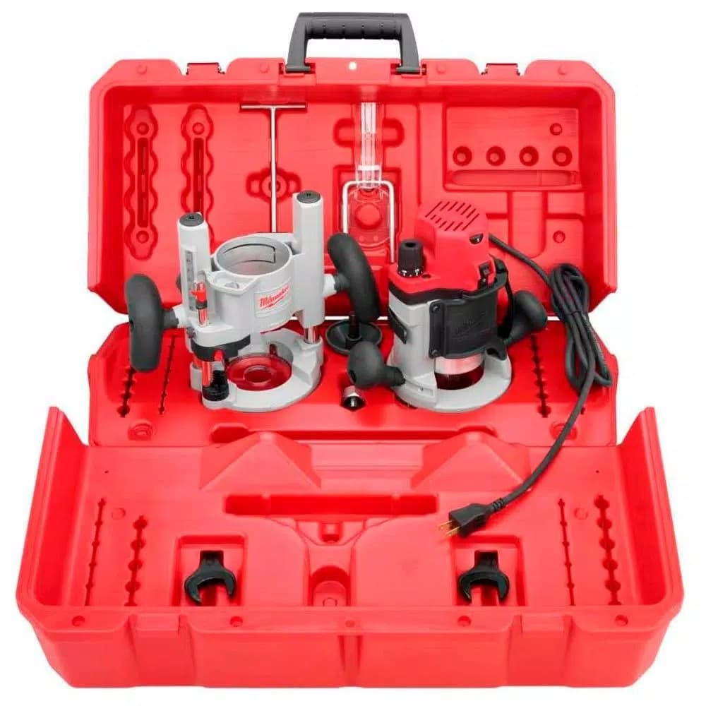 Milwaukee 2-1/4 HP Multi-Base Router Kit with Plunge and BodyGrip Fixed Base
