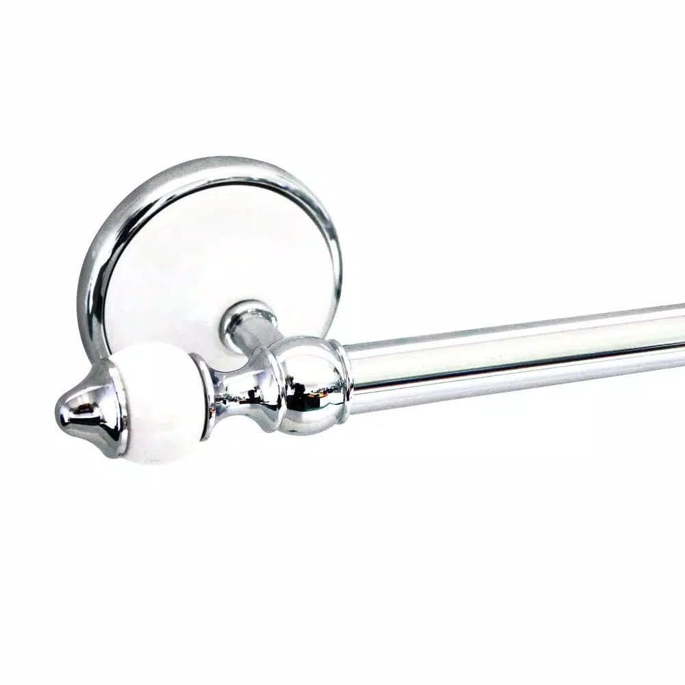 MODONA 4-Piece Bathroom Accessories Set, White Porcelain and Polished Chrome