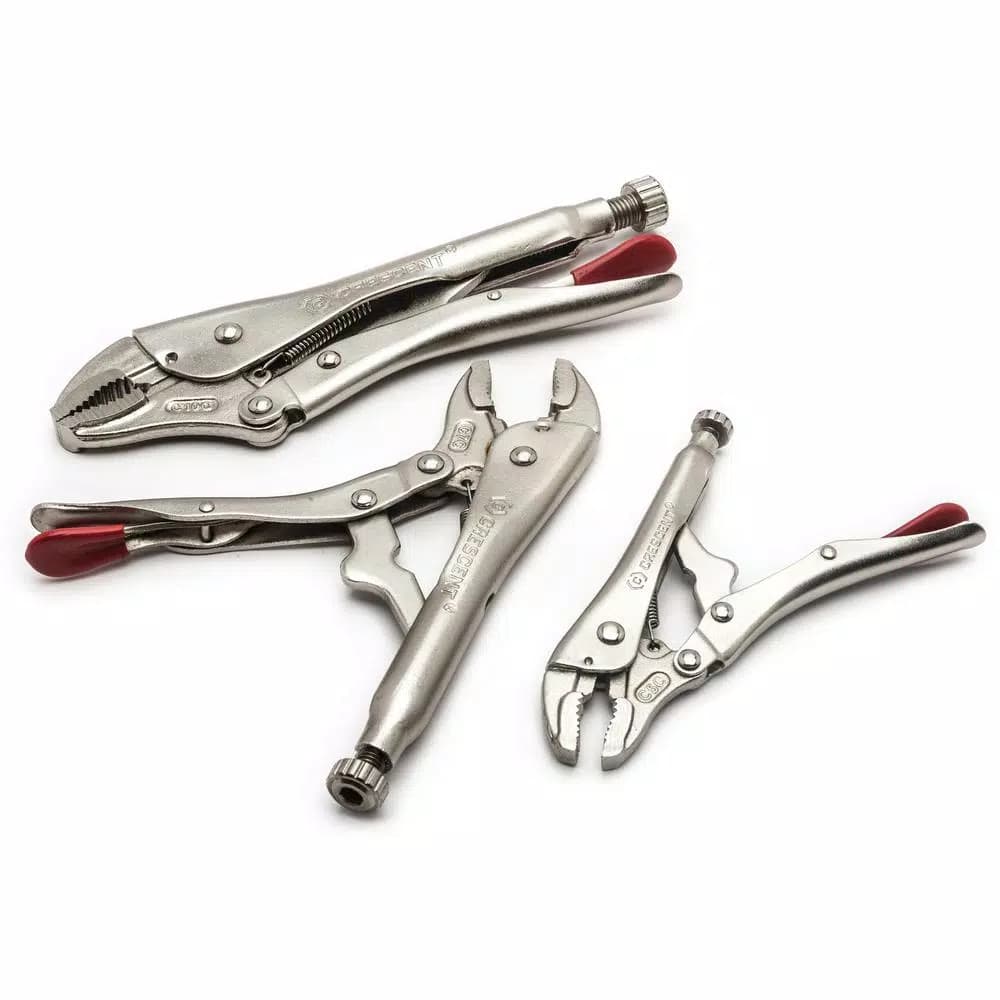 Crescent Curved Jaw Locking Pliers Set, 3-Piece Compound Action Set