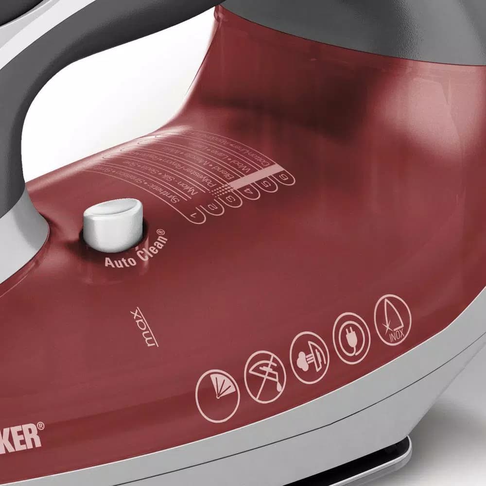 BLACK+DECKER Xpress Steam Iron with Stainless Steel Soleplate and Retractable Cord Reel, Red