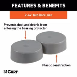 CURT 2.44" Bearing Protector Dust Covers, Gray Plastic (2-Pack) thumbnail 2
