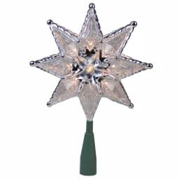 Northlight 8 in. Silver Mosaic 8-Point Star Christmas Tree Topper with Clear Lights thumbnail 1