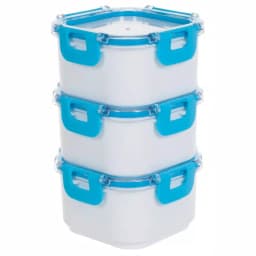 Classic Cuisine 3-Piece Portable Food Storage Set with Insulated Zippered Bag, Light Blue thumbnail 4