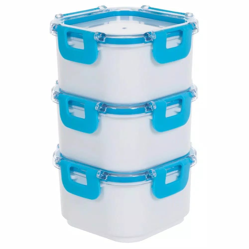 Classic Cuisine 3-Piece Portable Food Storage Set with Insulated Zippered Bag, Light Blue