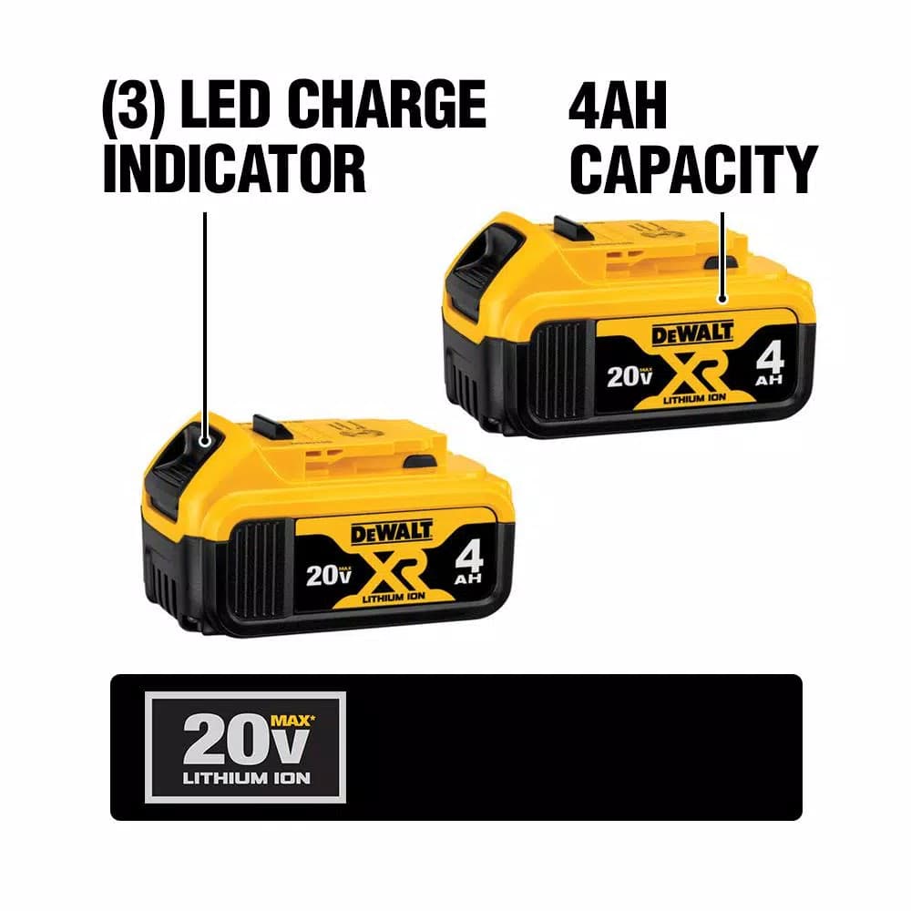 DEWALT 20V MAX Cordless 1/2 in. High Torque Impact Wrench Kit with (2) 4.0 Ah Batteries and Charger