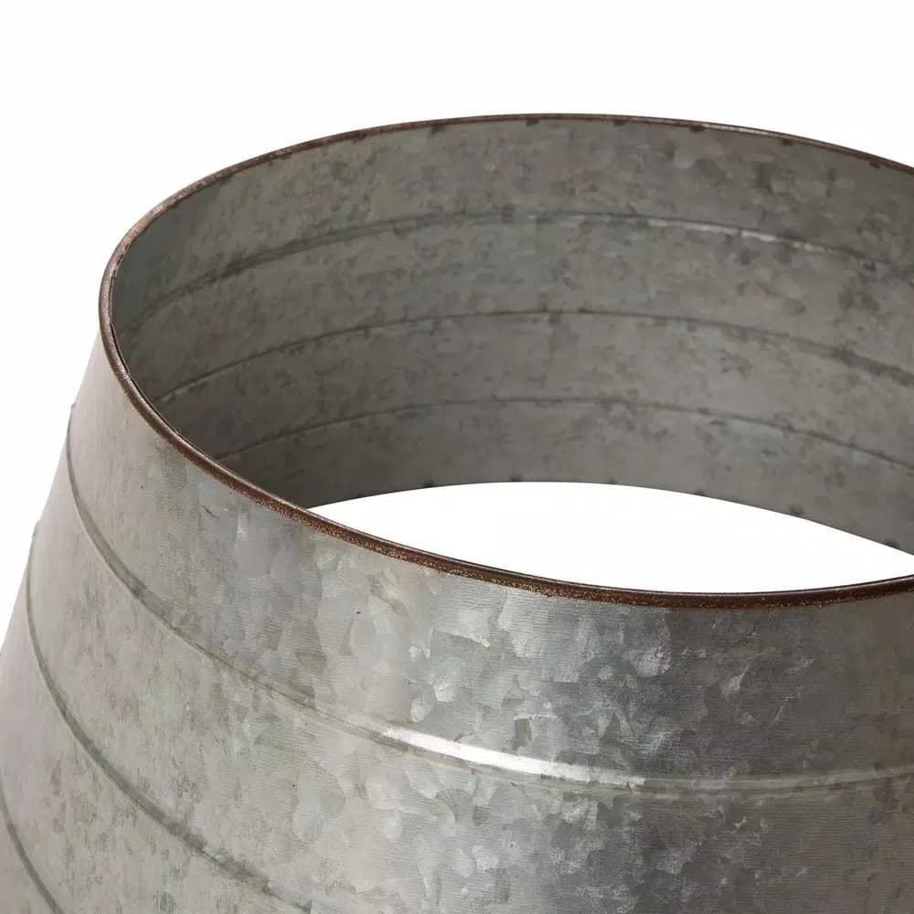Glitzhome 22 in. Galvanized Metal Tree Collar - Rustic Christmas Tree Base Decor