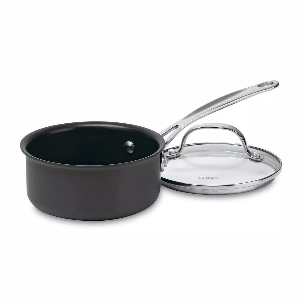 Cuisinart Chef's Classic 1 Qt. Hard-Anodized Nonstick Saute Pan with Glass Lid, Black