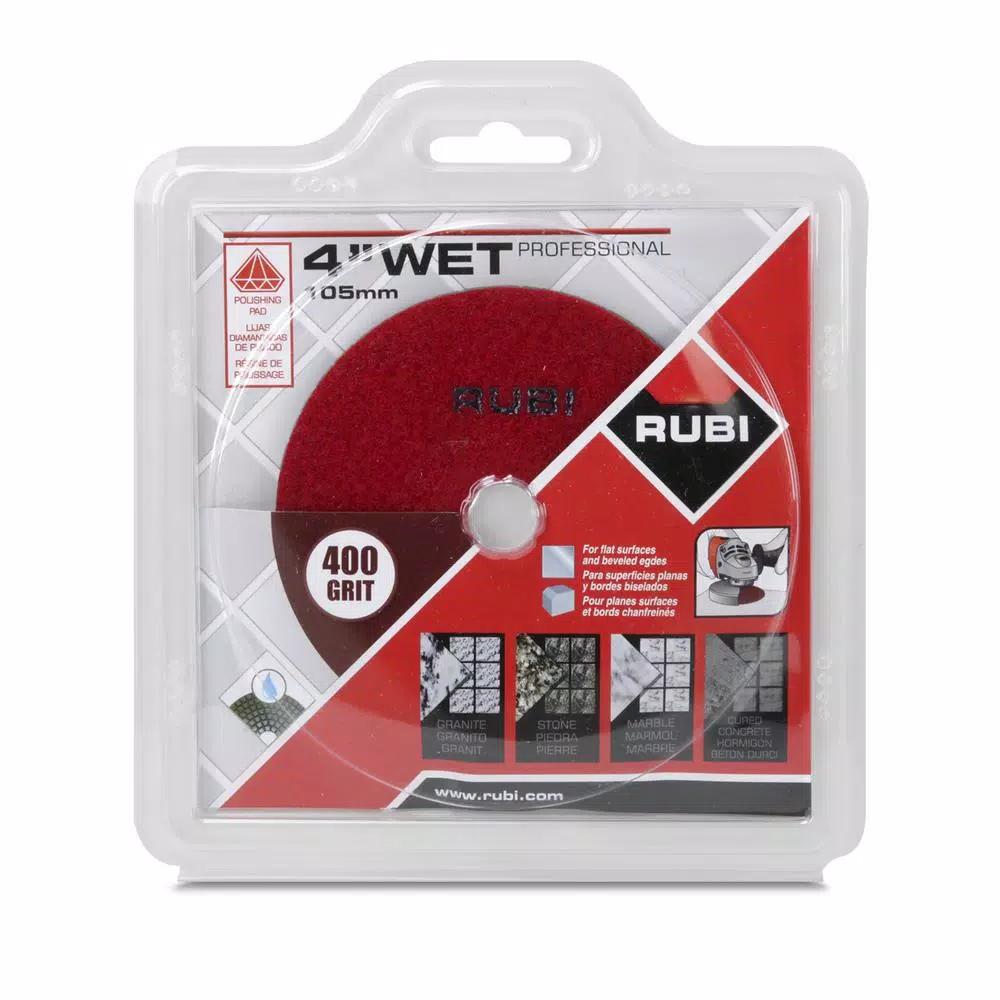 Rubi 4 in. 400 Grit Resin Wet Polishing Pad for Engineered Stone, Concrete, Marble & Granite