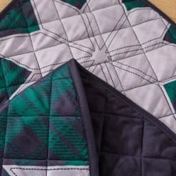 Country Living 48 in. Christmas Carol Plaid and Star Quilted Tree Skirt, Navy and Green thumbnail 10