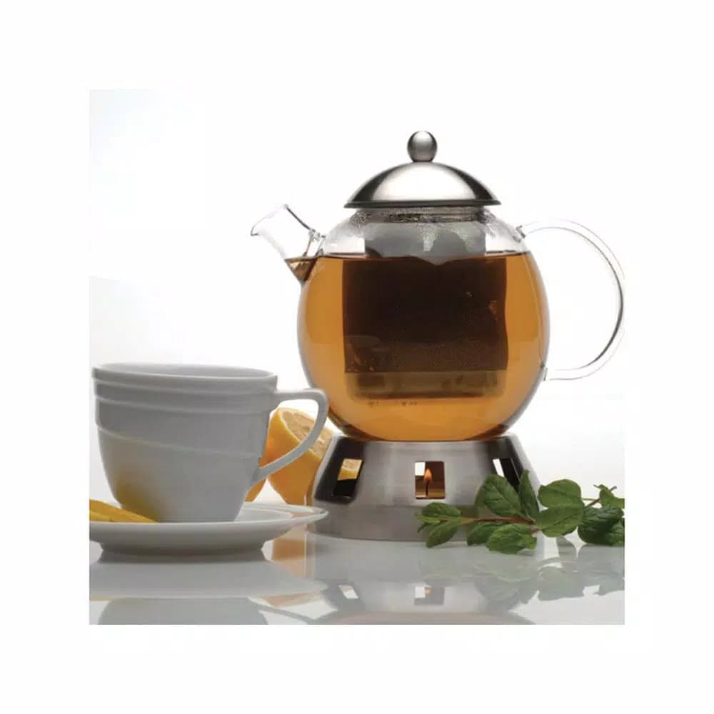 BergHOFF Essentials Dorado 4-Piece Glass Teapot Set with Warmer, 44 oz. 5.5-Cup Capacity