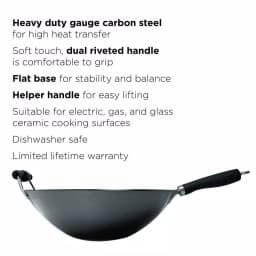 Ecolution Hong Kong Chopstick House 14-inch Carbon Steel Wok with Nonstick Coating and Helper Handle thumbnail 3