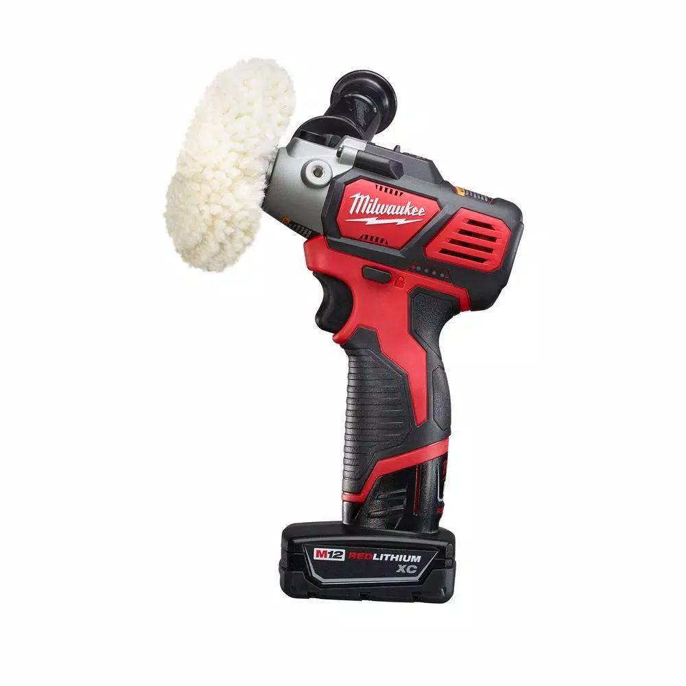 Milwaukee M12 12V Lithium-Ion Variable Speed Polisher/Sander Kit with (2) Batteries, Charger & Accessories