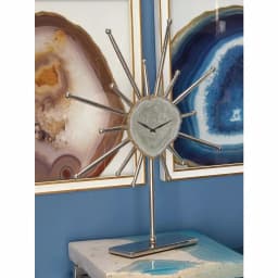 LITTON LANE Silver Agate Stone and Aluminum Star Sculpture Analog Quartz Clock thumbnail 1