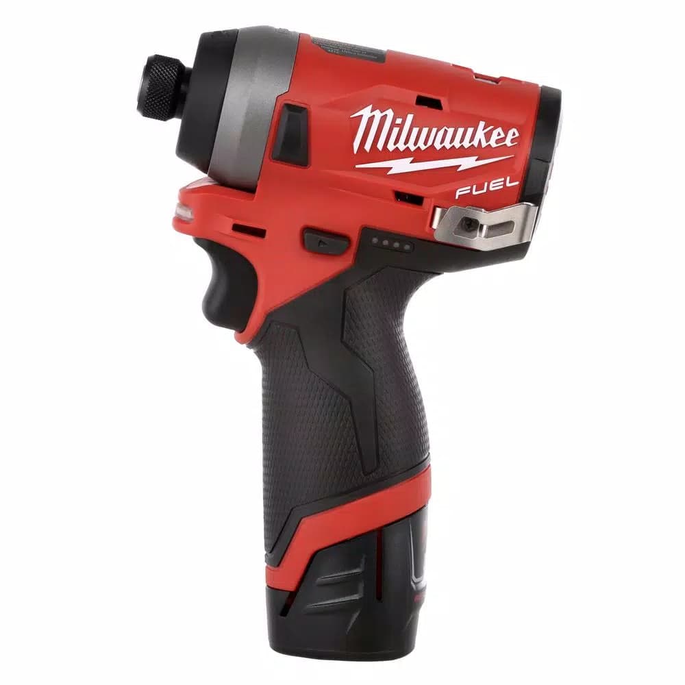 Milwaukee M12 FUEL 12V Lithium-Ion Brushless 1/4 in. Hex Impact Driver Kit with Two 2.0Ah Batteries, Charger & Hard Case