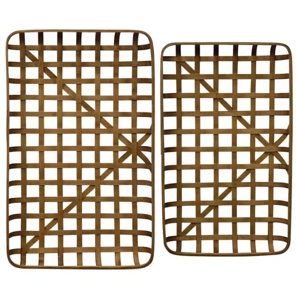 StyleCraft Natural Bamboo Decorative Tray Set, Set of 2, Brown Rectangle