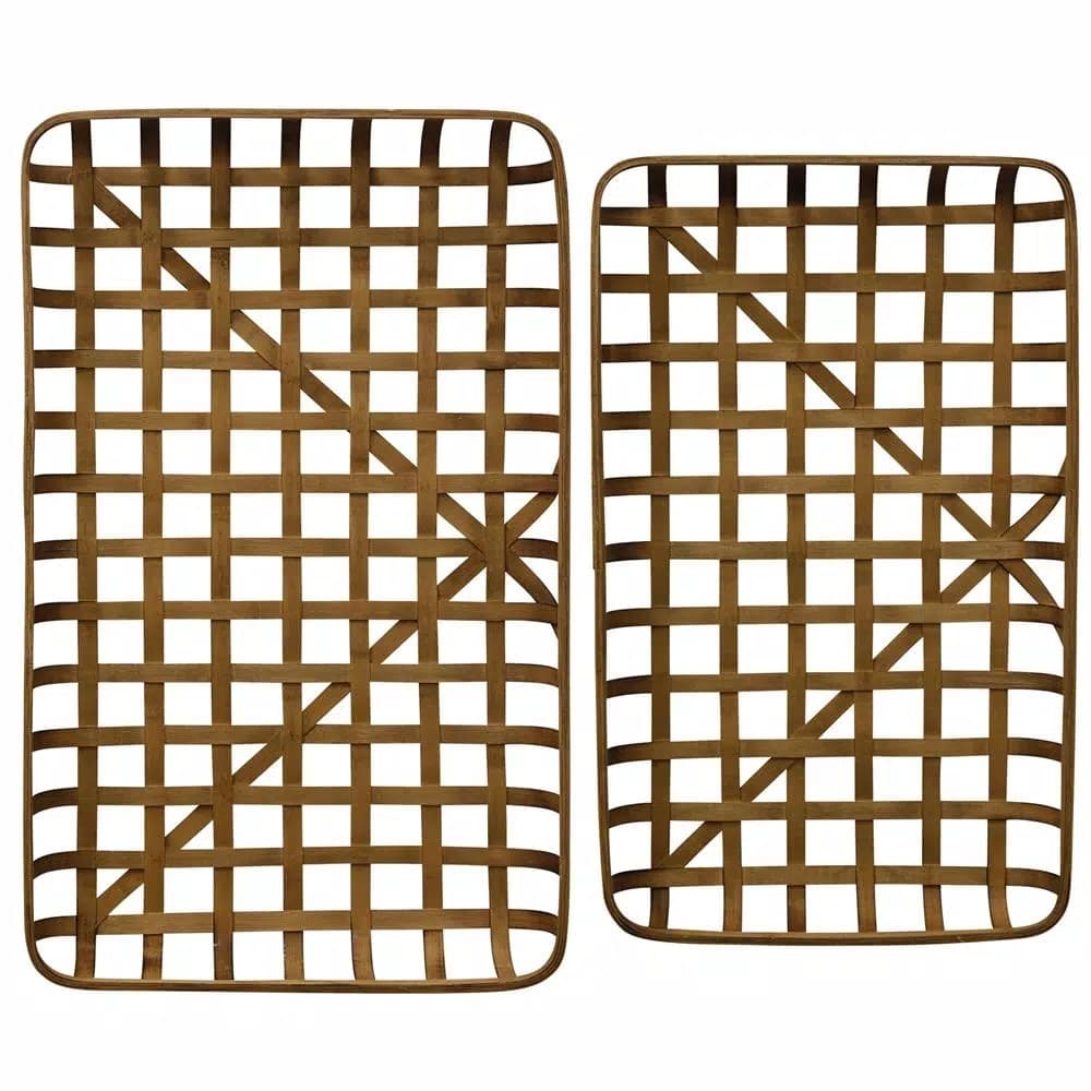 StyleCraft Natural Bamboo Decorative Tray Set, Set of 2, Brown Rectangle
