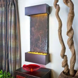 Water Wonders Nojoqui Falls Medium Lightweight Slate Wall Fountain with Copper-Vein Trim thumbnail 1