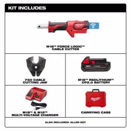 Milwaukee M18 FORCE LOGIC Cordless Cable Cutter Kit with 750 MCM Jaws, 2.0 Ah Battery & Charger thumbnail 2