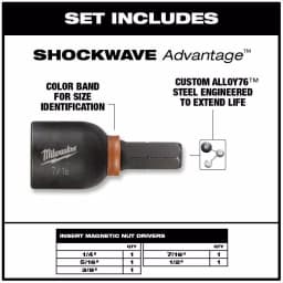Milwaukee SHOCKWAVE Impact Duty Insert Magnetic Nut Driver Set, 5-Piece thumbnail 2